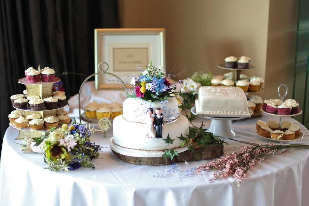 wildflower theme wedding cake table